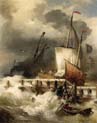 arrival at the mole by stormy sea